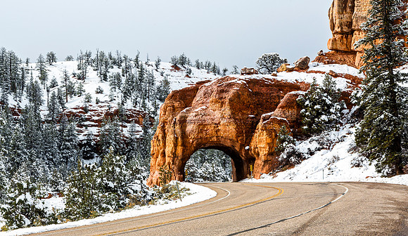 Winter Road Through Red Rock Tunnel