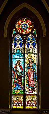Religious Stained Glass Window with Figures