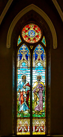 Stained Glass Window with Religious Figures