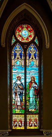 Stained Glass Window with Religious Figures