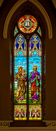 Stained Glass Window with Religious Figures
