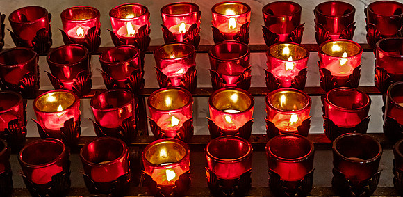 Votive Candles in Red Holders