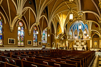 Church Interior with Stained Glass and Altar