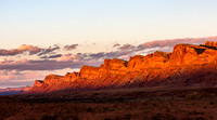 Desert rock formations at sunset