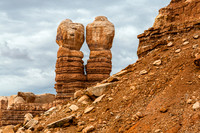 Red Rock Formations Under Cloudy Sky