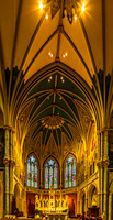 Cathedral Interior with Stained Glass Windows