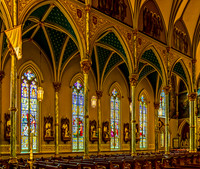 Ornate Church Interior with Stained Glass