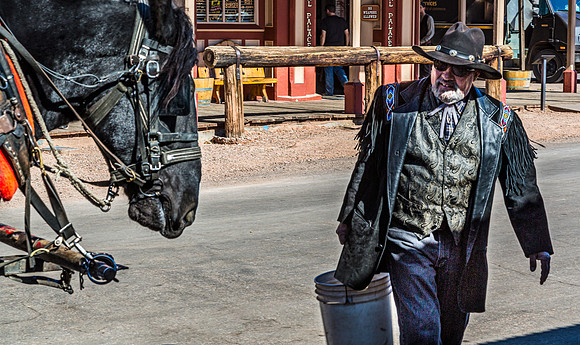 Cowboy with Horse-Drawn Carriage