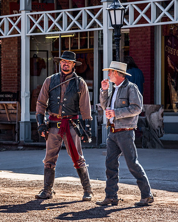 Men in Western Costumes on Street
