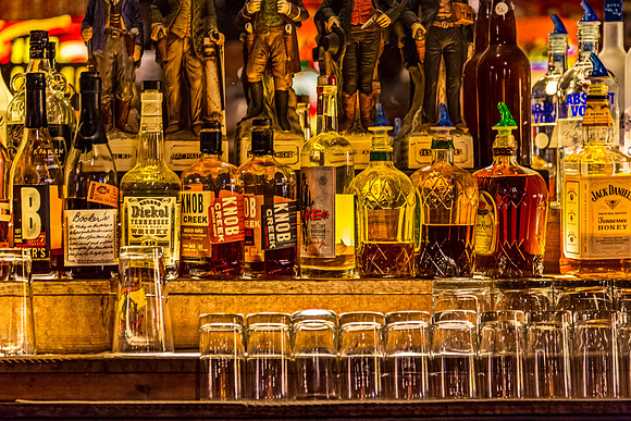 Assorted Liquor Bottles at a Bar