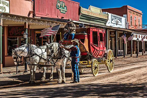 Old West Stagecoach on Historic Street