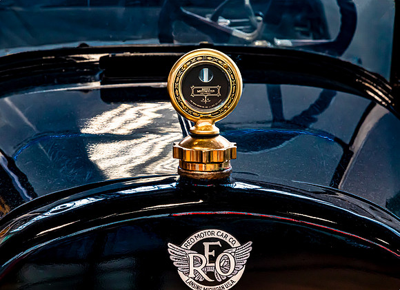 Vintage REO Motor Car Emblem and Hood Ornament