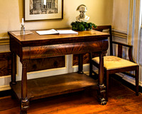 Classical Wooden Desk with Napoleon Bust and Chair