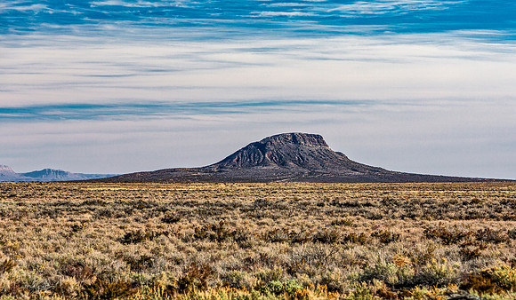 Desert Mountain Landscape with Cloudy Sky