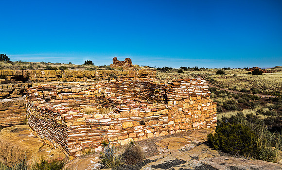 Ancient Stone Ruins in Arid Landscape