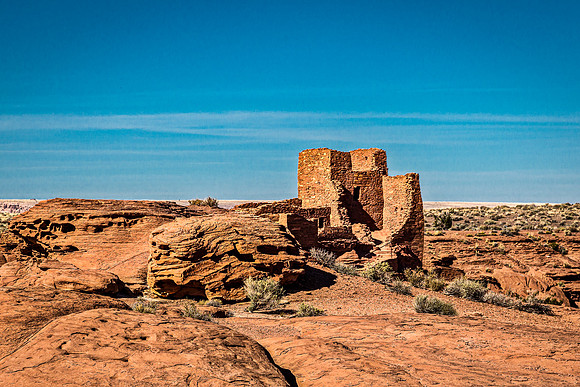 Ancient Stone Structures in Red Rock Desert