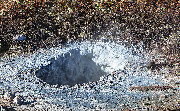 Geothermal Vent and Fumarole with Mineral Deposits