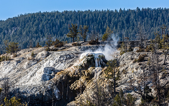 Mammoth Hot Springs Terracettes Steaming