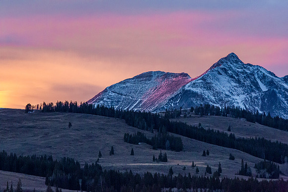 Snow-Capped Mountains at Sunset