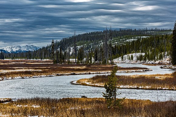 Winter River in Mountain Landscape