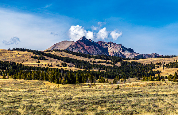 Mountain Landscape with Hills and Trees