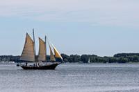 Schooner Sailing on Calm Water