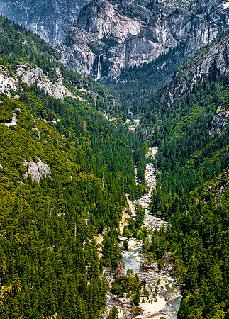 Scenic Aerial Valley with River and Waterfall