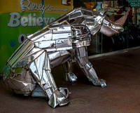 Metal Rhino Sculpture at Ripley's