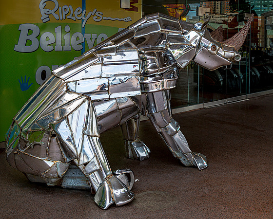 Metal Rhino Sculpture at Ripley's