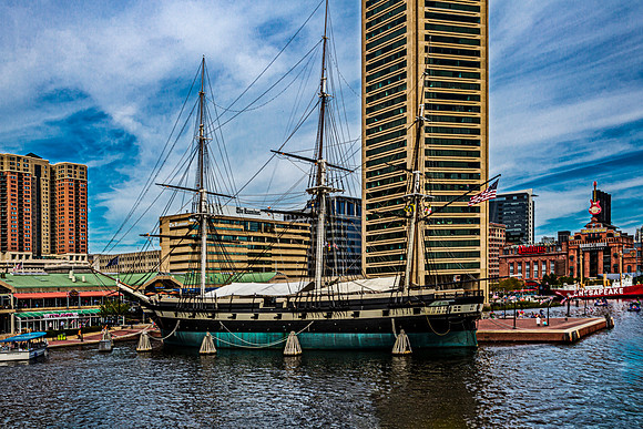 USS Constellation in Baltimore Harbor