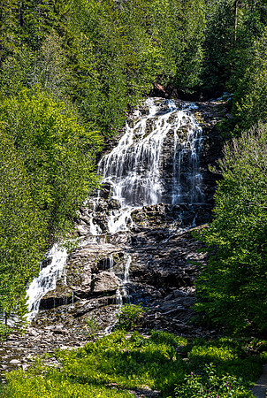 Cascading Waterfall in Green Forest
