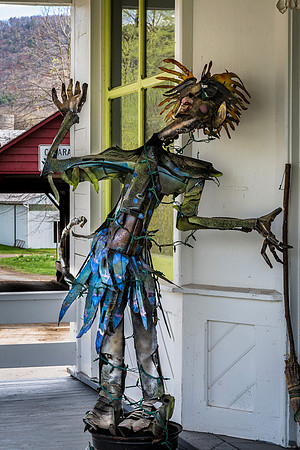 Metal Sculpture on Porch