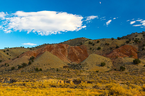 Desert Hills with Crescent Moon