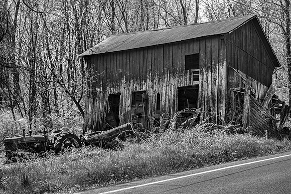 Abandoned Barn and Tractor