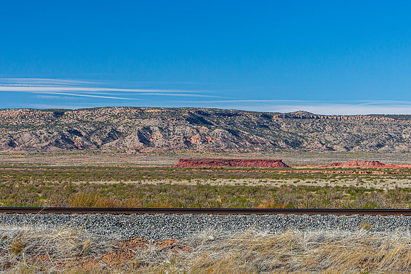 Desert Landscape with Railroad Tracks