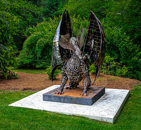 Metal Winged Creature Sculpture