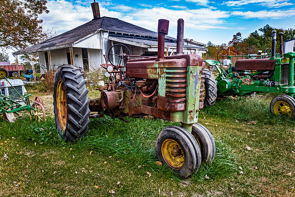 Old Farm Tractors and Abandoned House