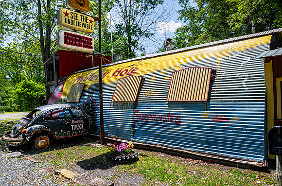 Mystery Hole Building and VW Beetle